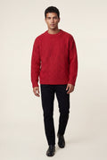 Red Men's Geometric Cable- Textured Pullover Sweater - Photo 23