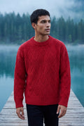 Red Men's Geometric Cable- Textured Pullover Sweater - Photo 25