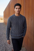 Gray Men's Geometric Cable- Textured Pullover Sweater - Photo 26