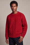 Red Men's Geometric Cable- Textured Pullover Sweater - Photo 9