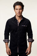 Black Men's Plaid Trim Button-Up Casual Shirt - Photo 2