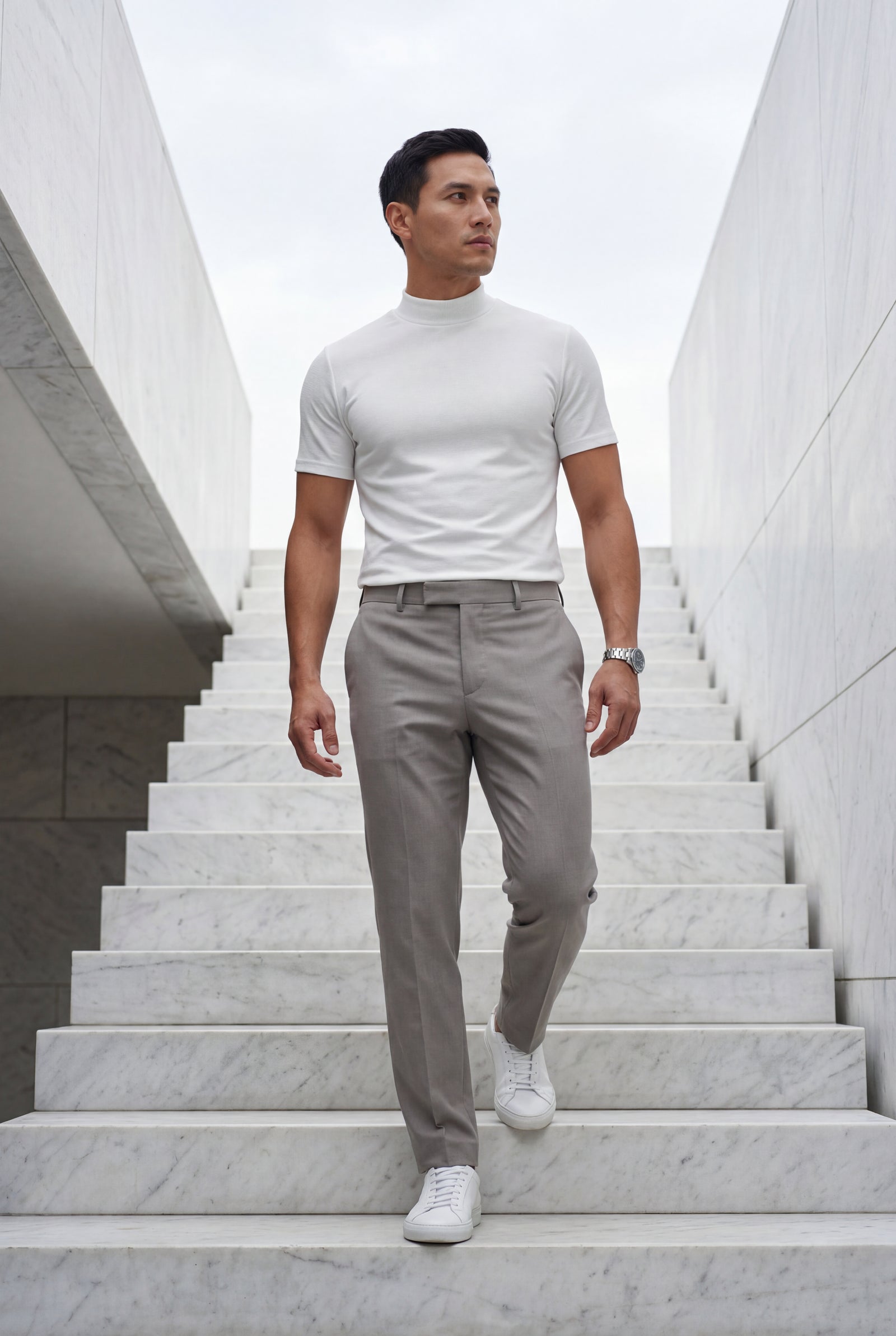 White Men's Regular Fit Crew Neck Short Sleeve T-Shirt - Crew neck t-shirts - Photo 5