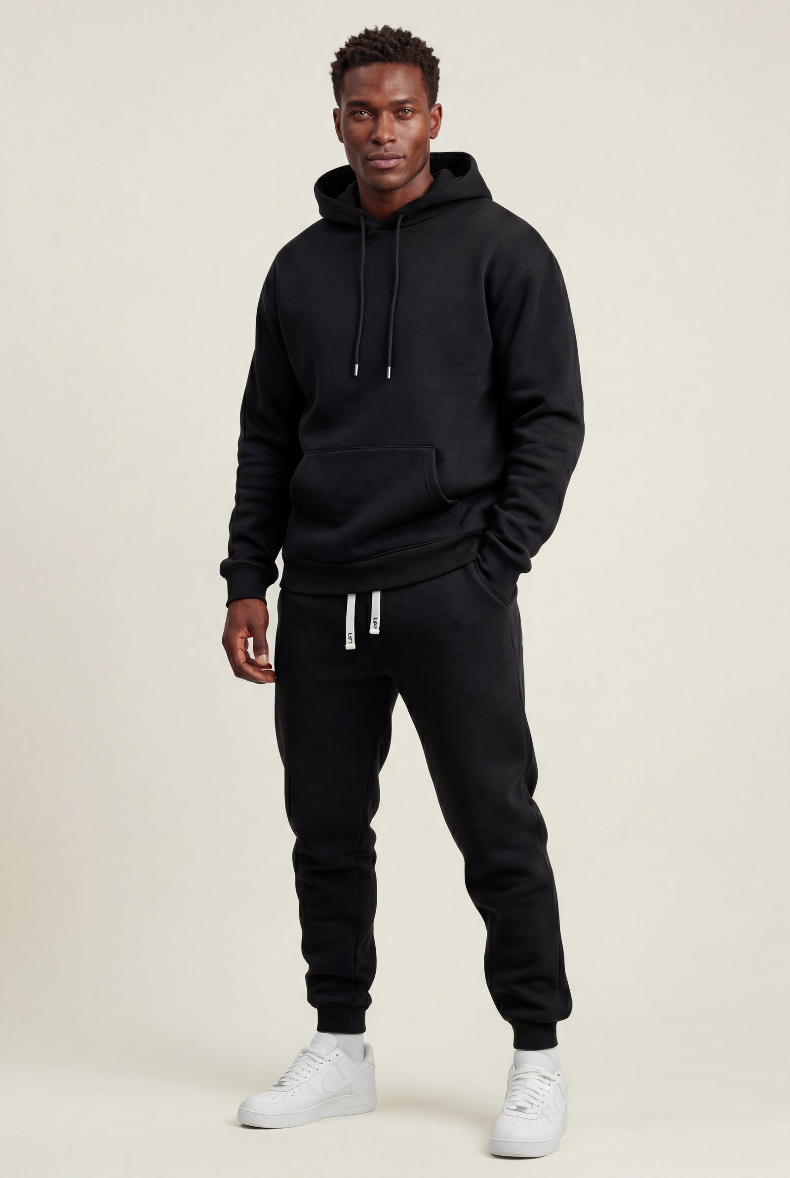 Black Men's Relaxed Pullover Hoodie and Jogger Set - Hoodie jogger set - Photo 12