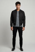 Black Men's Slim-Fit Minimalist Classic Bomber Jacket - Photo 1