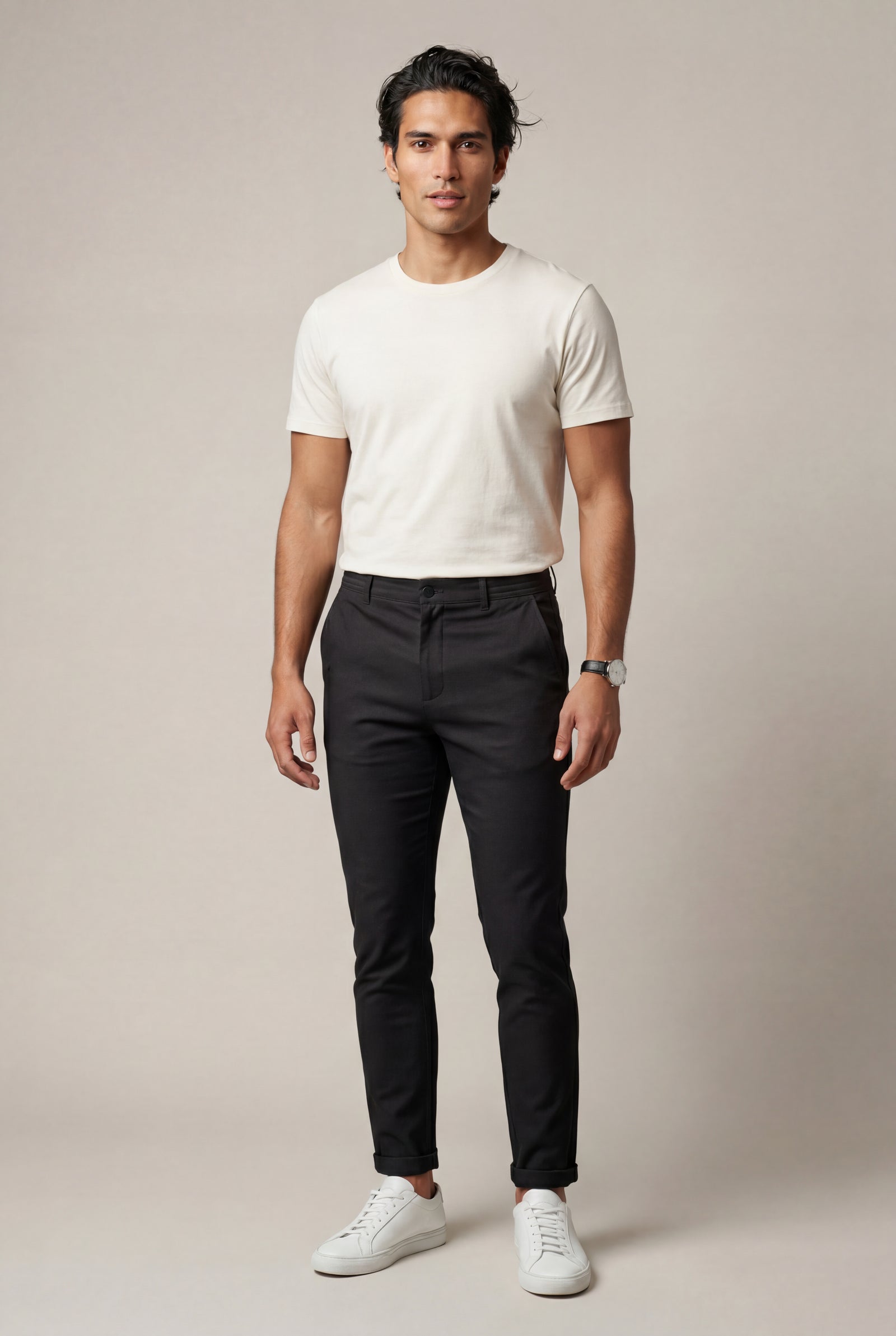 Black Men's Slim-Fit Water-Repellent Chino Trousers - Waterproof casual pants - Photo 7