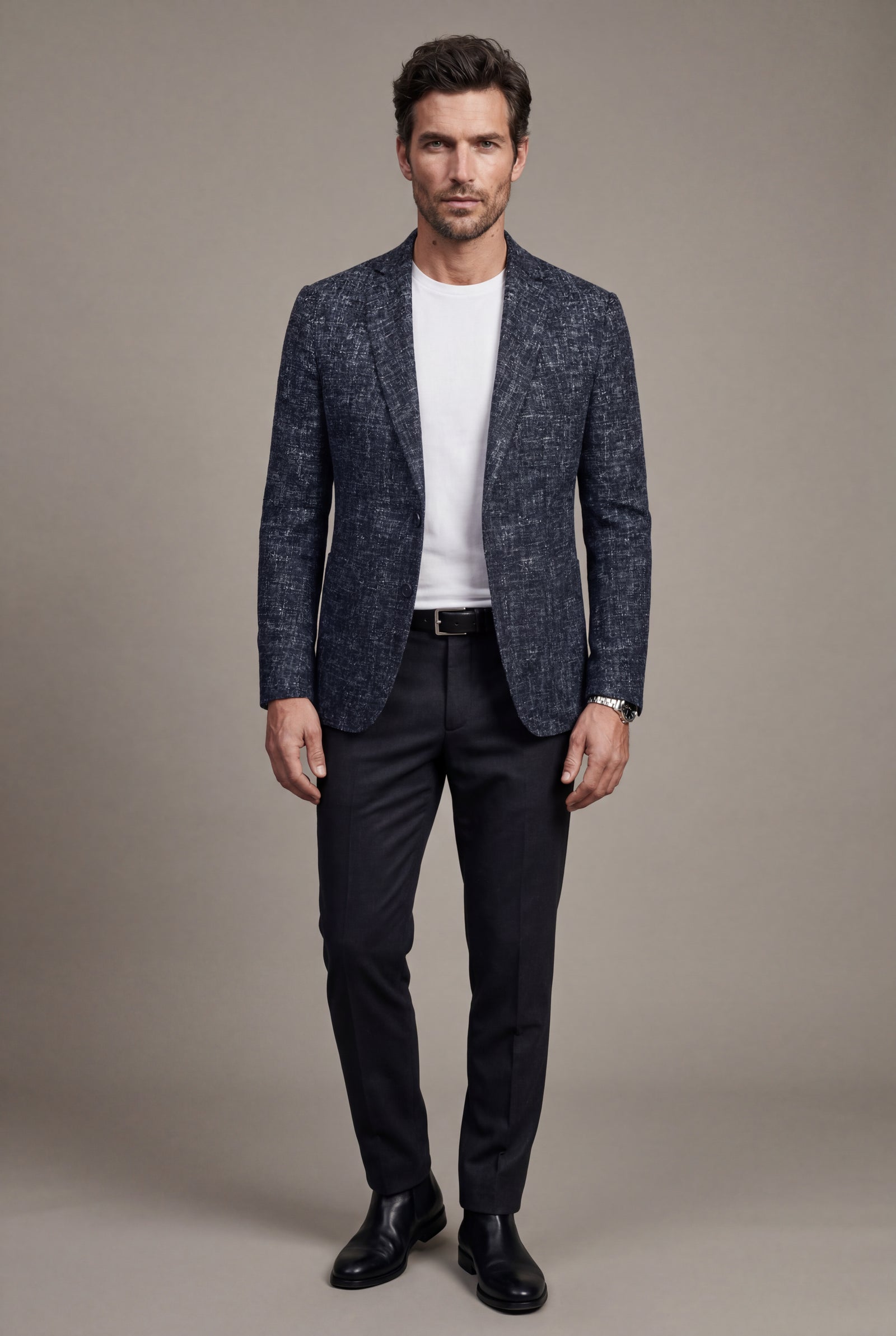 Black Men's Windowpane Check Tailored Slim Fit Blazer - Tailored blazer - Photo 20