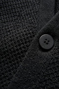 Black Minimalist Collarless Button Placket Cardigan Jacket - Cardigans - Photo 7
