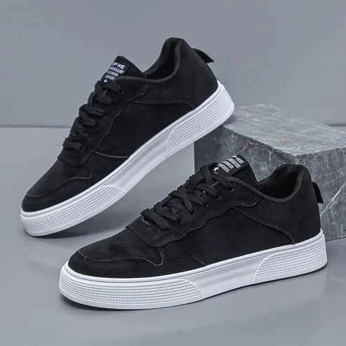 Black Minimalist Low Top Sneakers with Chunky Textured Sole - Photo 6