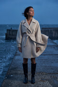 Beige Oversized Lapel Belted Mini Trench Coat - Photo 7