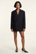 Black Oversized Single-breasted Blazer with Classic Lapel - Blazers - Photo 1