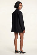 Black Oversized Single-breasted Blazer with Classic Lapel - Blazers - Photo 4