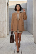 Beige Oversized Single-breasted Blazer with Classic Lapel - Blazers - Photo 5