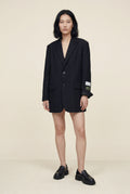 Black Oversized Single-breasted Blazer with Patch Detail - Blazers - Photo 1