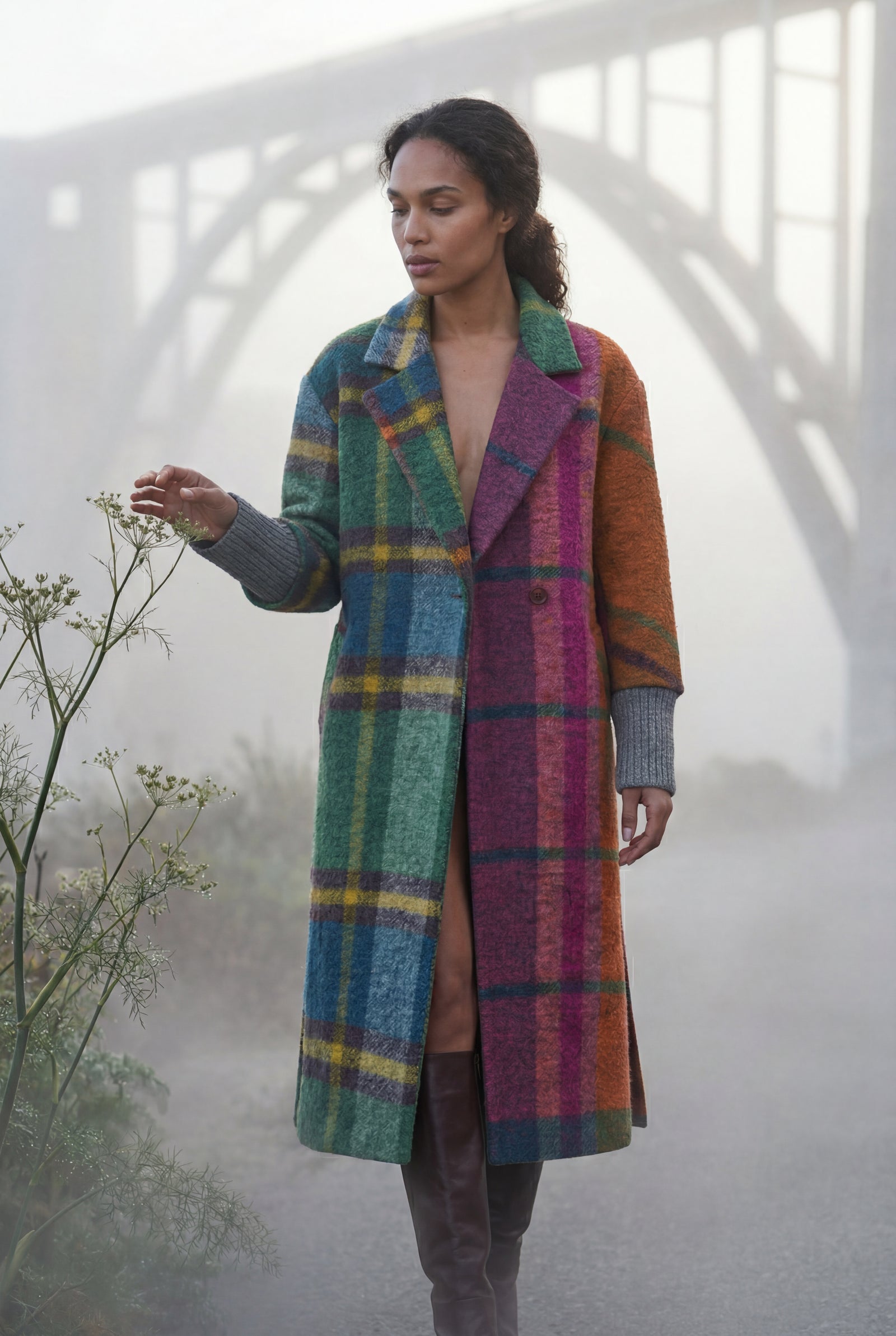 Orange Oversized Statement Pattern Midi Coat - Padded coats - Photo 11