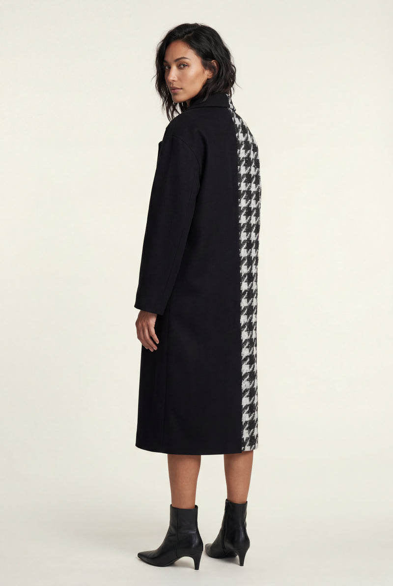 Black Oversized Statement Pattern Midi Coat - Padded coats - Photo 3