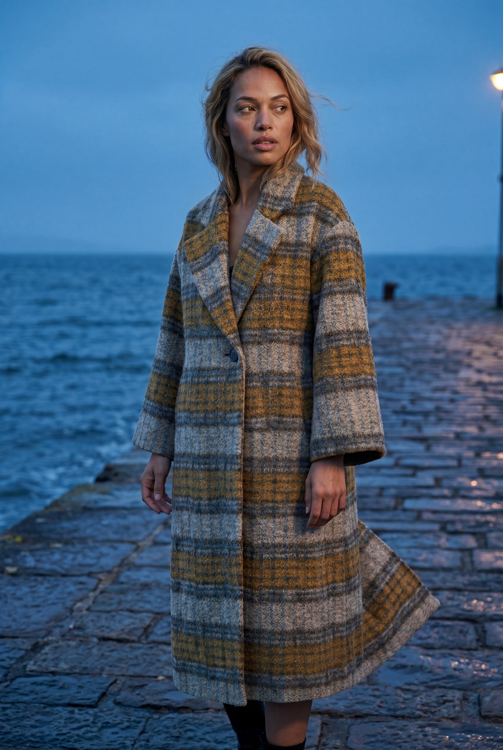 Brown Oversized Statement Pattern Midi Coat - Padded coats - Photo 6