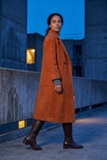Orange Oversized Statement Pattern Midi Coat - Padded coats - Photo 9