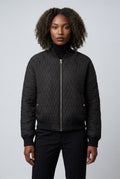 Black Quilted Bomber Jacket with Ribbed Trim - Photo 5