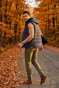 Navy Blue Quilted Hooded Puffer Vest with Zip Pockets - Hooded vests - Photo 6