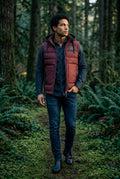 Burgundy Quilted Hooded Puffer Vest with Zip Pockets - Hooded vests - Photo 8