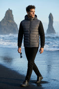 Gray Quilted Hybrid Puffer Jacket with Sleeves and Hood - Photo 4