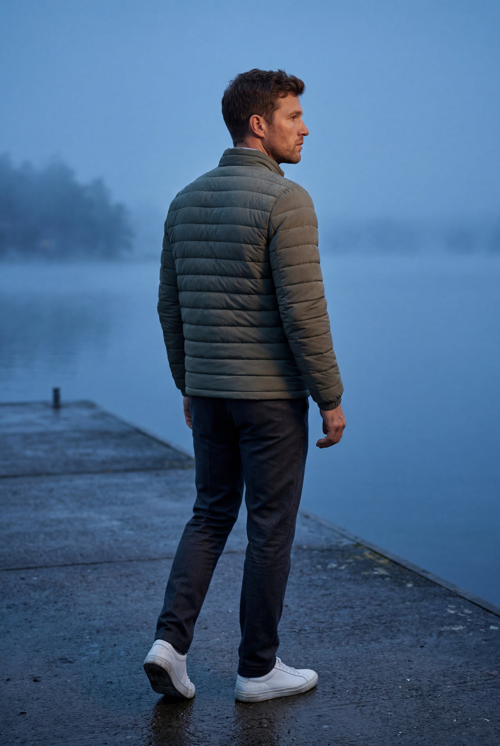 Olive Grey Quilted Stand Collar Lightweight Puffer Jacket - Lightweight jackets - Photo 16