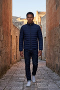 Navy Blue Quilted Stand Collar Lightweight Puffer Jacket - Lightweight jackets - Photo 5