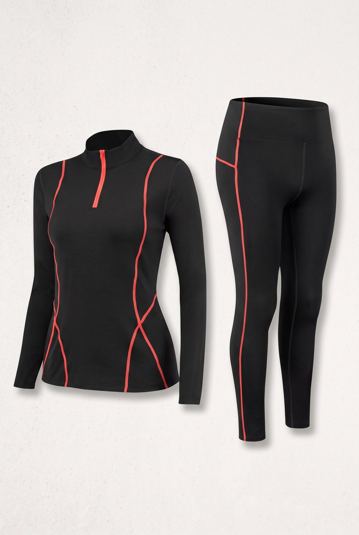Thermal Base Layer Set in Black/Red — studio front