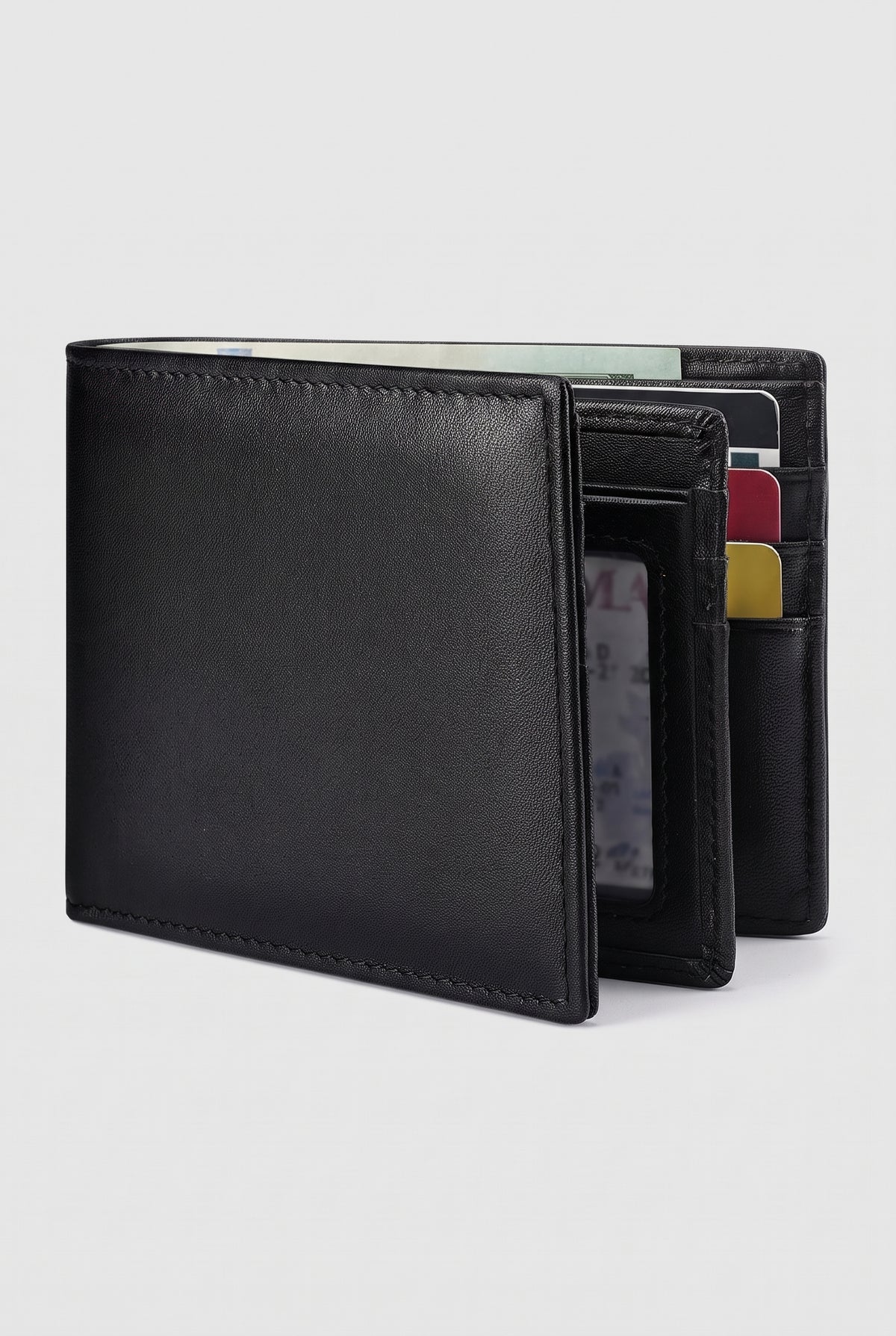 RFID Bifold Wallet in Black — studio front