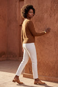 Khaki Ribbed V-neck Long Sleeve Pullover Sweater - V-neck sweater - Photo 38