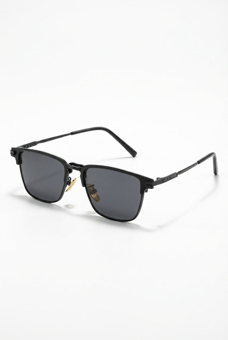 Black Semi-rimless Square Metal Frame Sunglasses - Photo 1