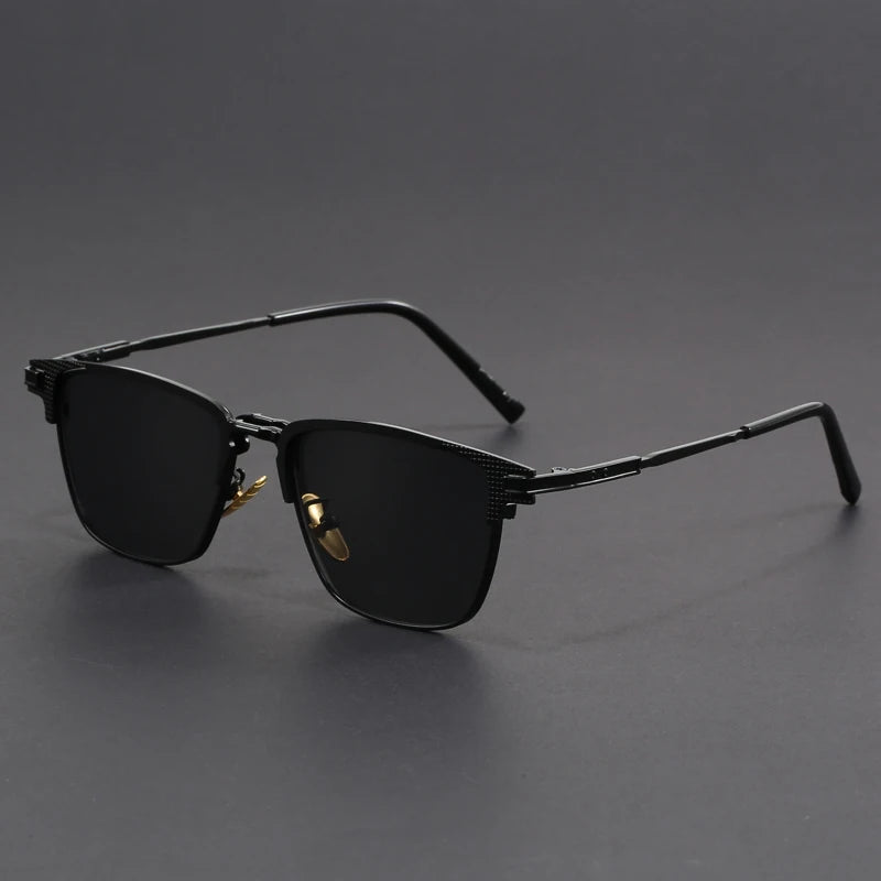 Semi-rimless Square Metal Frame Sunglasses - Photo 2