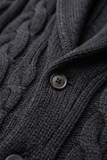 Shawl Collar Cable Knit Cardigan in Black — studio detail