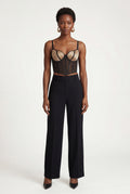 Black Sheer Panel Boned Corset Crop Top - Corset crop tops - Photo 6