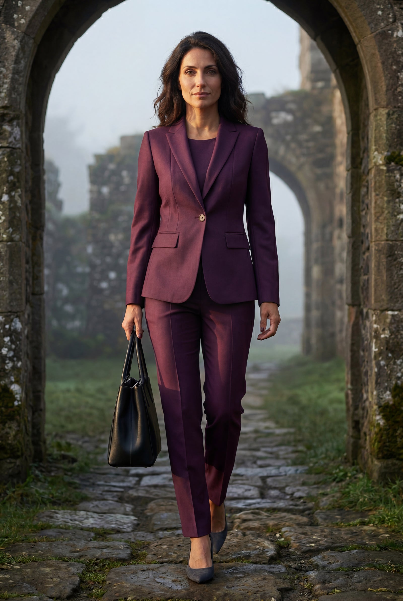 Plum Single-breasted Blazer and Straight-leg Trouser Set - Blazer set - Photo 11