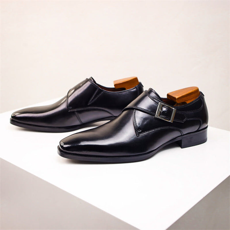 Single Monk Strap Almond Toe Dress Shoes - Monk strap dress shoes - Photo 2