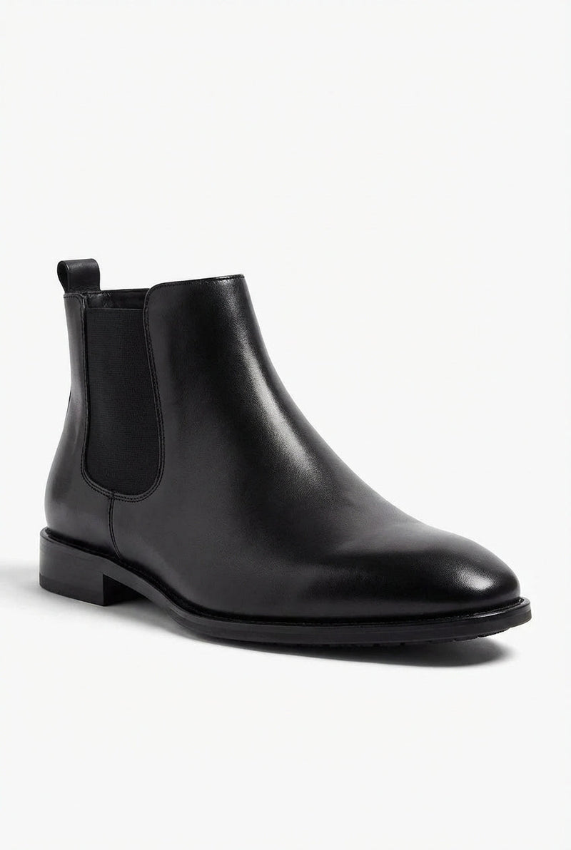 Black Sleek Chelsea Ankle Boots with Almond Toe - Photo 1