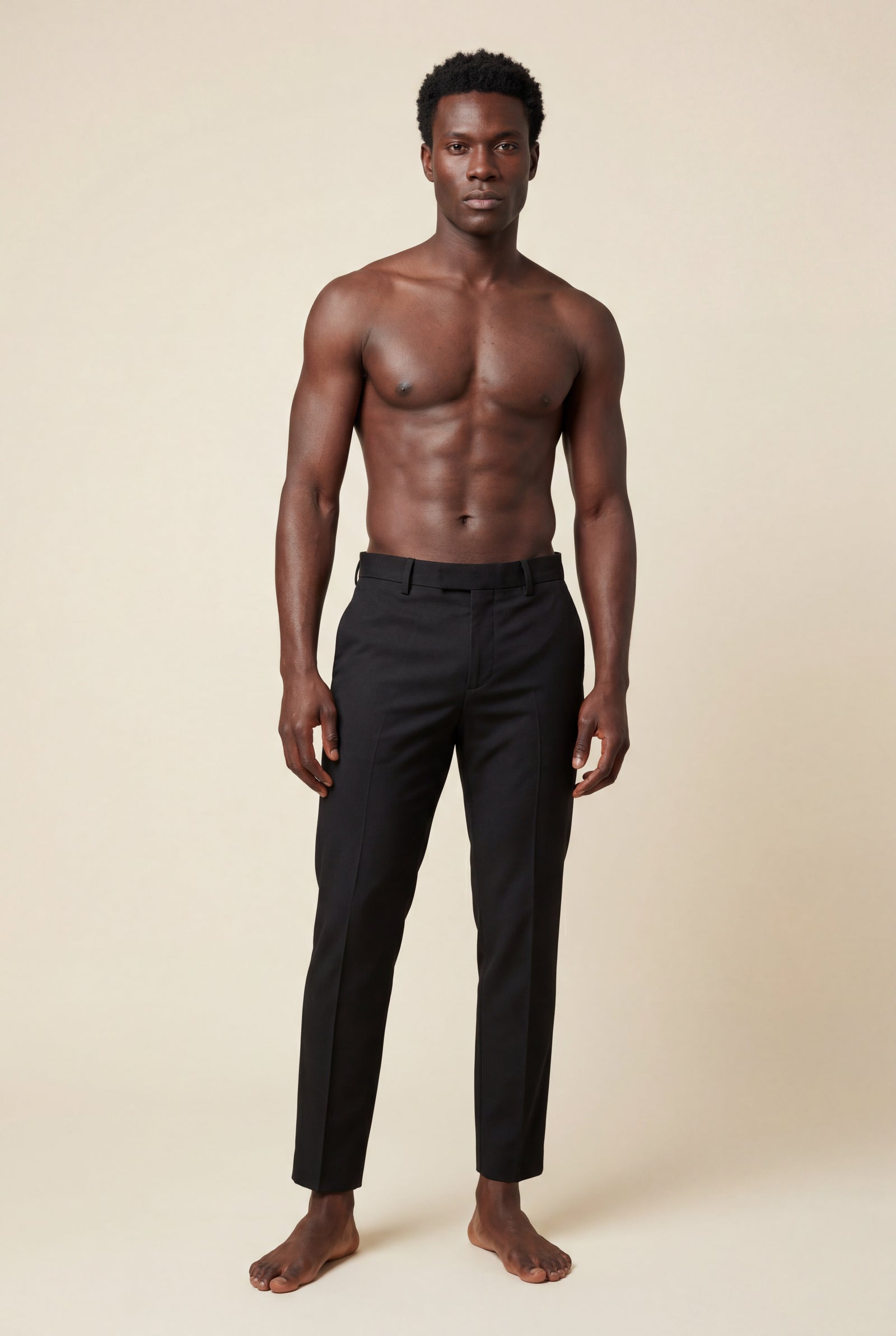 Black Slim Fit Mid Grey Tailored Trousers with Tapered Leg - Slim fit trousers - Photo 9