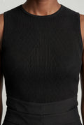 Black Slim Fit Ribbed Crew Neck Tank Top - Tank tops - Photo 6