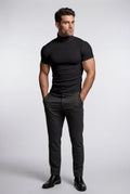 Black Slim Fit Short Sleeve Turtleneck Shirt - Turtleneck shirts - Photo 1