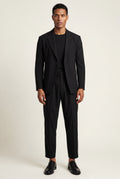 Black Slim Fit Single-breasted Two Piece Suit Set - Two-piece set - Photo 3