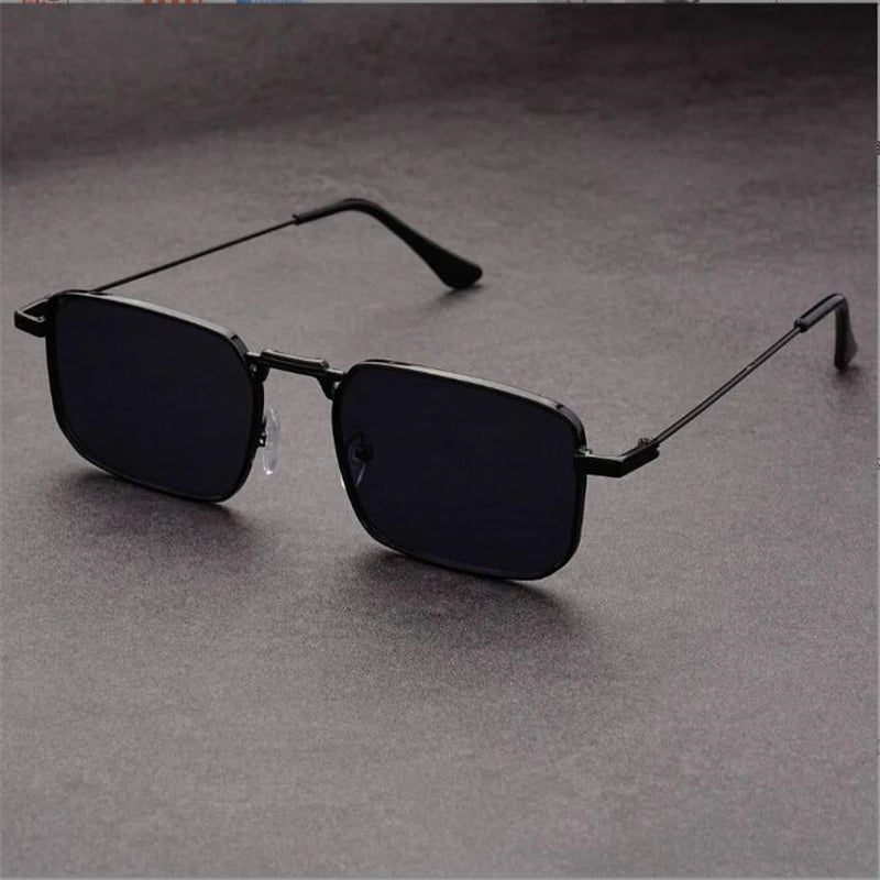 Black Square Metal Frame Sunglasses with Adjustable Nose Pads - Photo 6