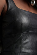 Black Square Neck Faux Bodycon Midi Dress - Photo 3