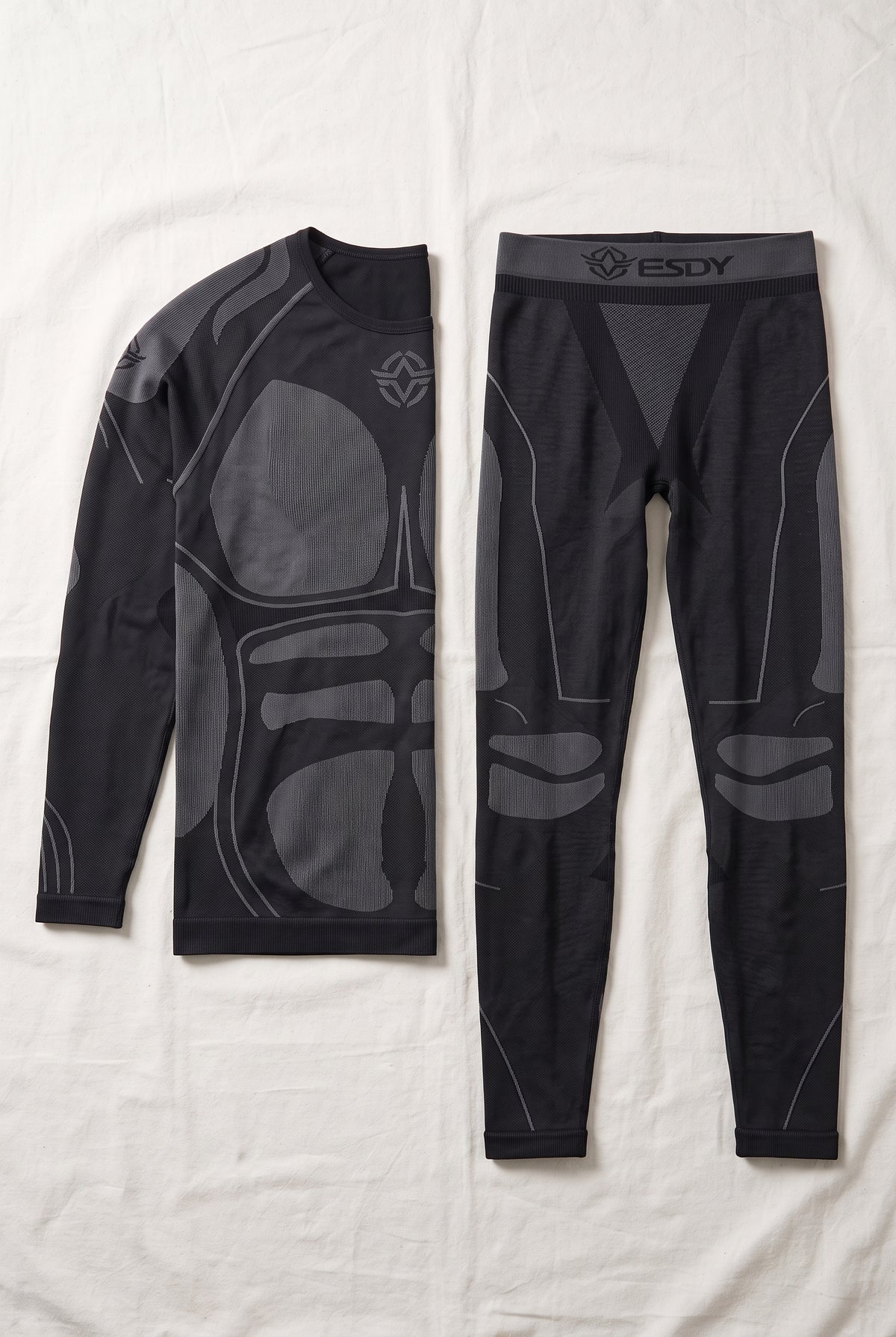 Stretch Knit Base Layer Set in Black — studio front