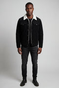 Black Structured Trucker Jacket with Collar - Lined jackets - Photo 2