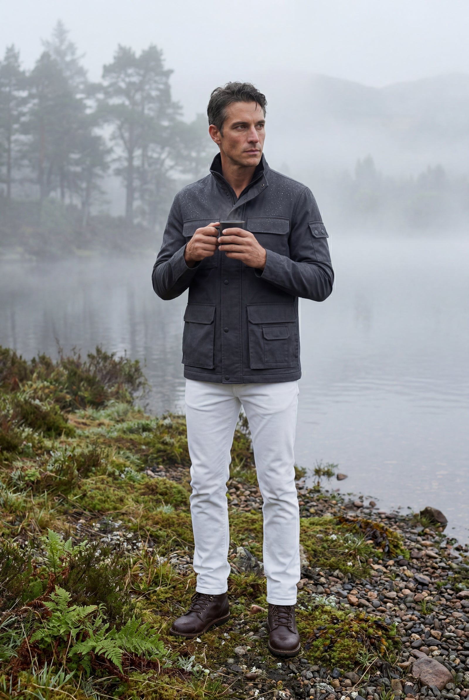 Navy Blue Structured Utility Field Jacket with Classic Collar - Transitional jacket - Photo 5