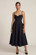 Black Sweetheart Neckline Fit and Flare Midi Cocktail Dress - Photo 12