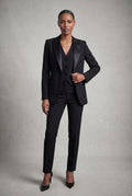 Black Tailored Three Piece Suit Set with Buttoned Vest - Women suit sets - Photo 1