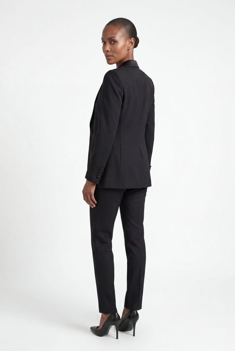 Black Tailored Three Piece Suit Set with Buttoned Vest - Women suit sets - Photo 2