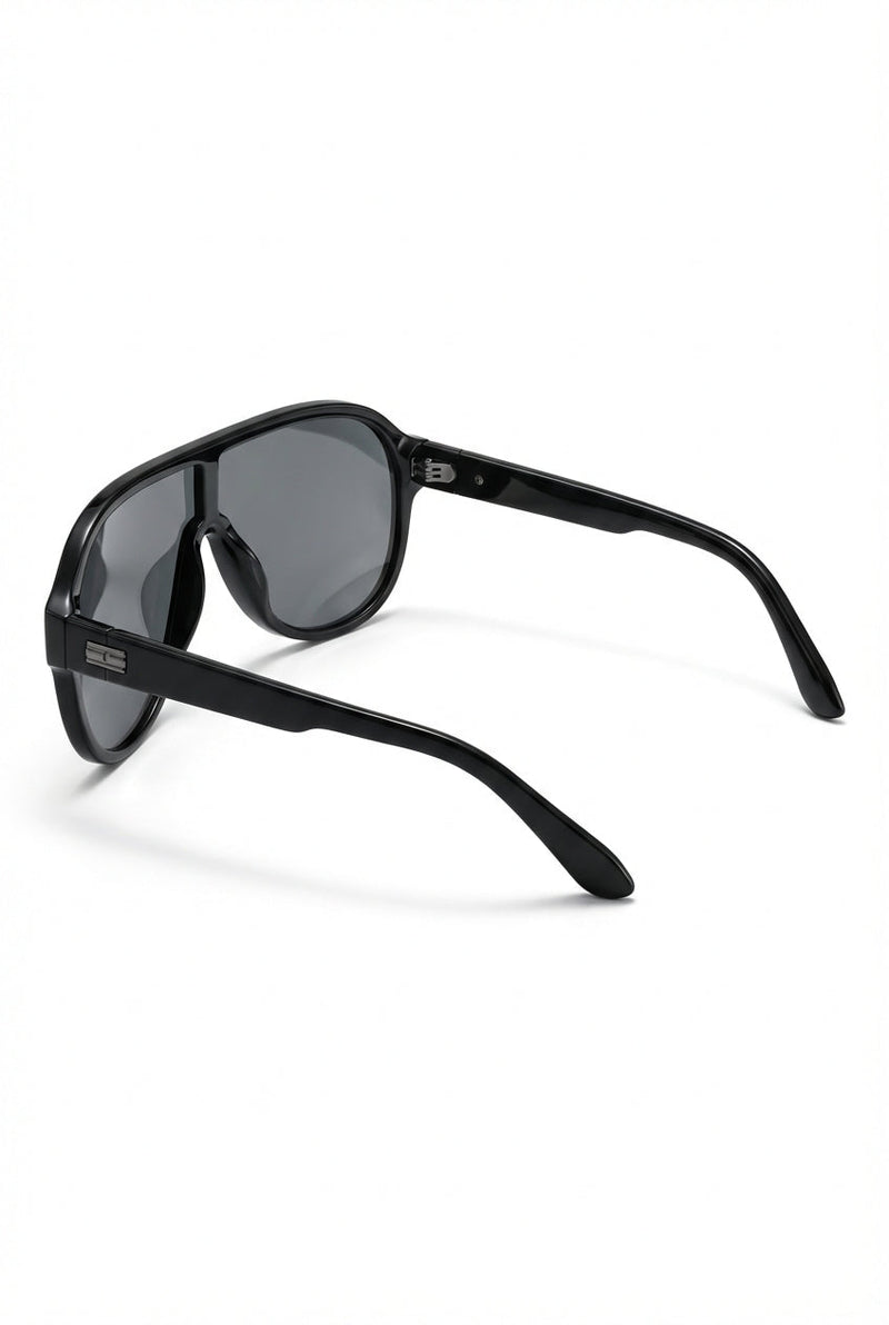 Black Thick Frame Matte Aviator Sunglasses - Photo 1